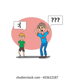 the elder boy scolds the younger for being naughty, Junior repented