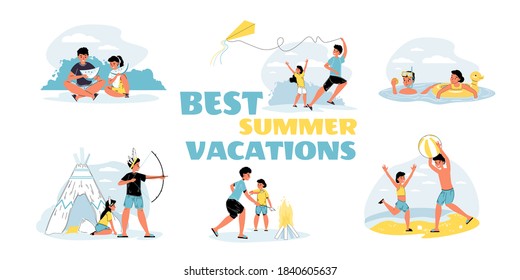 Elder brother younger sister enjoy best summer vacation. Children rest outdoor. Recreation on beach, in park or forest on fresh air. Healthy active lifestyle. Summertime leisure. Family scene set