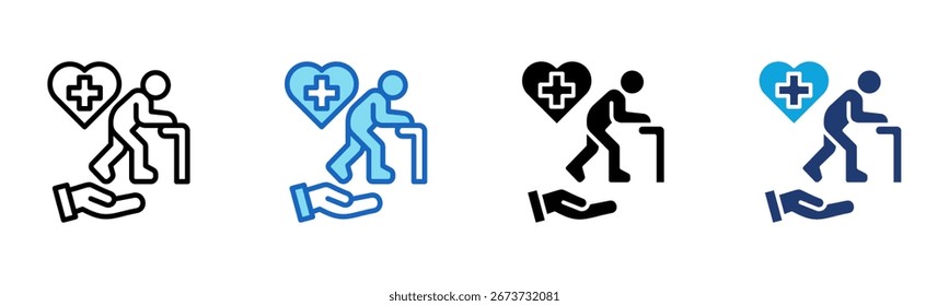Icono de cuidado de ancianos Multi Style Ilustración vectorial