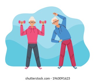 elder couple athletes comic characters