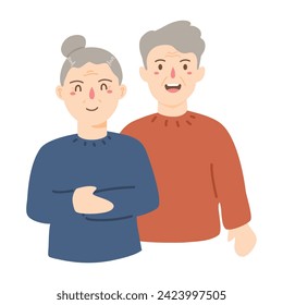 elder couple feeling happy and hugging each other