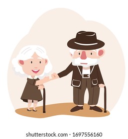 elder couple  promise flat design vector