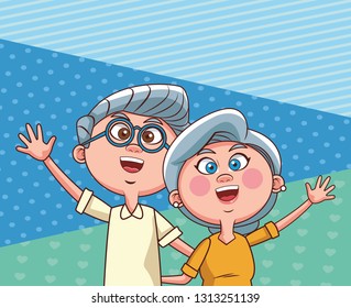elder couple waving