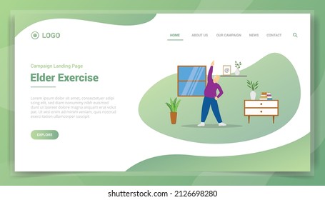 elder exercise concept for website template landing homepage