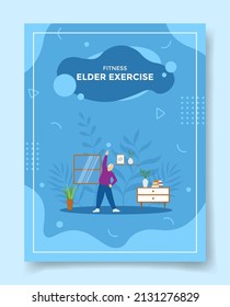 elder exercise for template of banners, flyer, books, and magazine cover