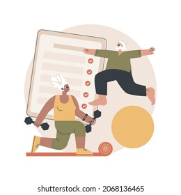 Elder fitness abstract concept vector illustration. Exercise program for seniors, aqua fitness, active lifestyle, health support, fitness program for old people, healthcare abstract metaphor.