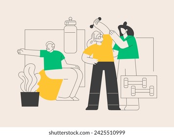 Elder fitness abstract concept vector illustration. Exercise program for seniors, aqua fitness, active lifestyle, health support, fitness program for old people, healthcare abstract metaphor.