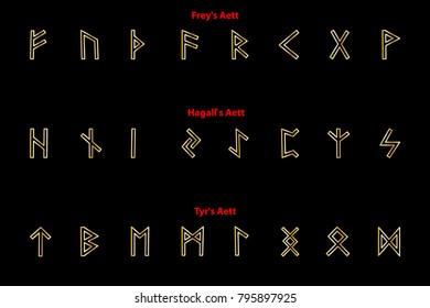 Elder futhark runes - black and gold