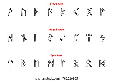 Elder futhark runes - black and white