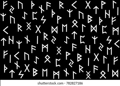 Elder futhark runes - black and white - vector pattern