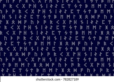 Elder futhark runes - black and white - vector pattern