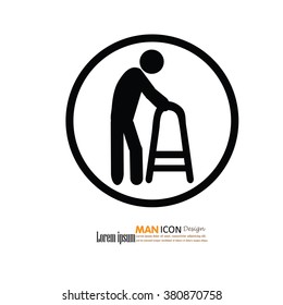 Elder icon.old man.old man with walker.vector illustration.