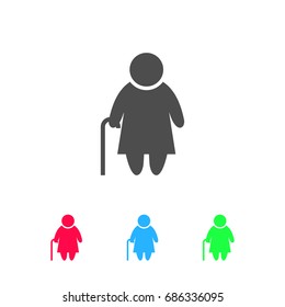 Elder lady icon flat. Color pictogram on white background. Vector illustration symbol and bonus icons