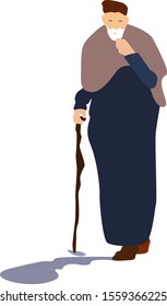 Elder man, illustration, vector on white background.