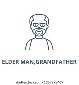 Elder man,grandfather line icon, vector. Elder man,grandfather outline sign, concept symbol, flat illustration