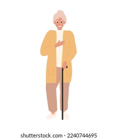 Elder, old mature woman, grandmother cartoon flat characters. Human life cycles, female growing up and aging concept. Women in different ages. 