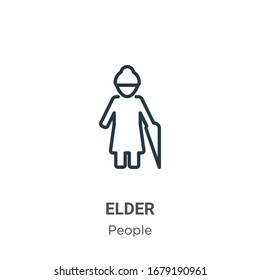 Elder outline vector icon. Thin line black elder icon, flat vector simple element illustration from editable people concept isolated stroke on white background
