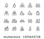 Elder people care flat line icons set. Senior couple, nursing home, happy old man exercising, patient support vector illustrations. Outline signs older citizens. Pixel perfect. Editable Strokes.
