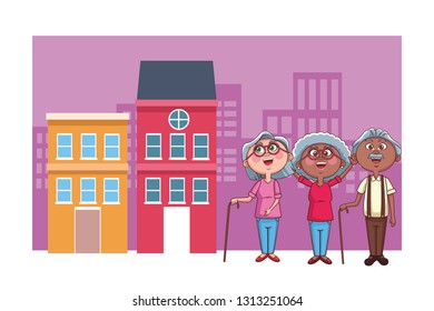 elder people cheerful city