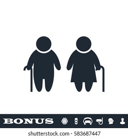 Elder People icon flat. Black pictogram on white background. Vector illustration symbol and bonus button