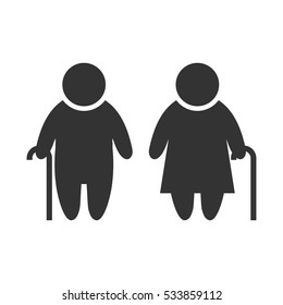 Elder People icon flat. Illustration isolated on white background. Vector grey sign symbol