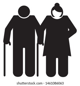 Elder people icon illustration design. Elder couple silhouette design. Vector illustration.