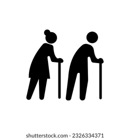 Elder People Icon Illustration design. Older couple icon. Pension senior people symbol, elderly or old-aged couple vector illustration