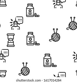 Elder People Pensioner Seamless Pattern Vector Thin Line. Illustrations