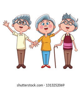 elder people waving