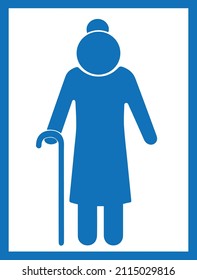 Elder woman icon vector isolated blue version 
