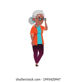 elder woman looking at children with smile cartoon vector. elder woman looking at children with smile character. isolated flat cartoon illustration