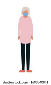 Elder woman with mask against Covid 19 design of Medical care hygiene health emergency and patient theme Vector illustration