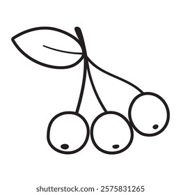 Elderberry, Isolated icon. Outline design. Hand drawn vector illustration on white background.