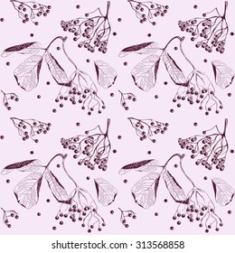 elderberry seamless pattern on pink background