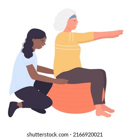 Eldercare rehabilitation program. Help and assistance for seniors people vector illustration