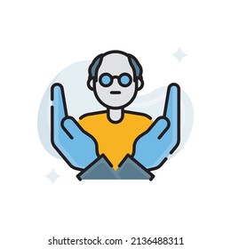 Ältere Hilfe Vektor gefüllt Outline Icon Design Illustration. EPS10-Datei auf weißem Hintergrund