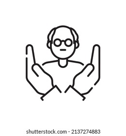 Elderly Assistance Vector Outline Icon design illustration. EPS 10 File on White background
