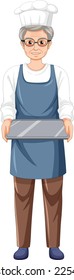 An elderly baker cartoon character illustration