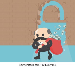 elderly business that destroyed the wall made him successful and came back with an enormous amount of money.