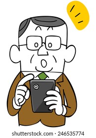 Elderly and businessman _ noticed that operate on smartphone