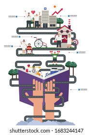 elderly care activity concept illustration flat design