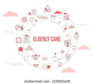 elderly care concept with icon set template banner and circle round shape