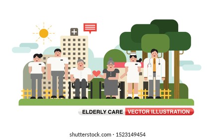 elderly care concept vector illustration flat design