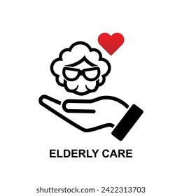 Elderly care icon. Aged seniors nurse care isolated on background vector illustration