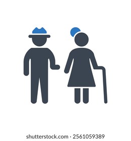 Elderly Care Icon On White Background