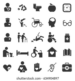 Elderly Care Icon Set Flat Design