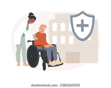 Elderly care isolated concept vector illustration. Elderly people medical care, home nursing for seniors, geriatric healthcare service, live in assistance, retiree companion vector concept.