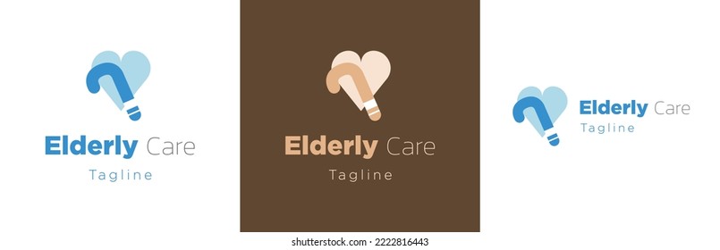 Elderly care logo design set, elder support service symbol, pensioned healthcare emblem concept, older people nursing editable commercial logotype, caregiver branding, isolated on background