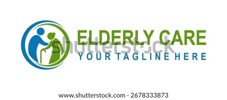 Elderly care logo vector in circle blue and green
