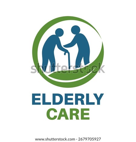 Elderly care logo vector in circle blue and green